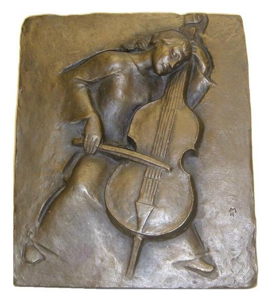 Heinrich Moshage - Cellospielerin - Bronze ... Skulpturen im im Kunsthaus L�beck